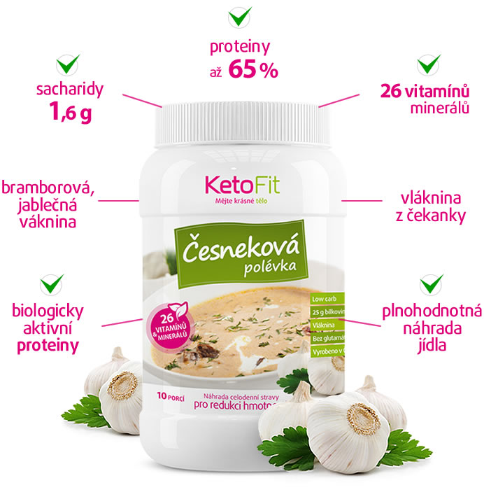 proteinová polévka KetoFit česneková pro fitness a sport