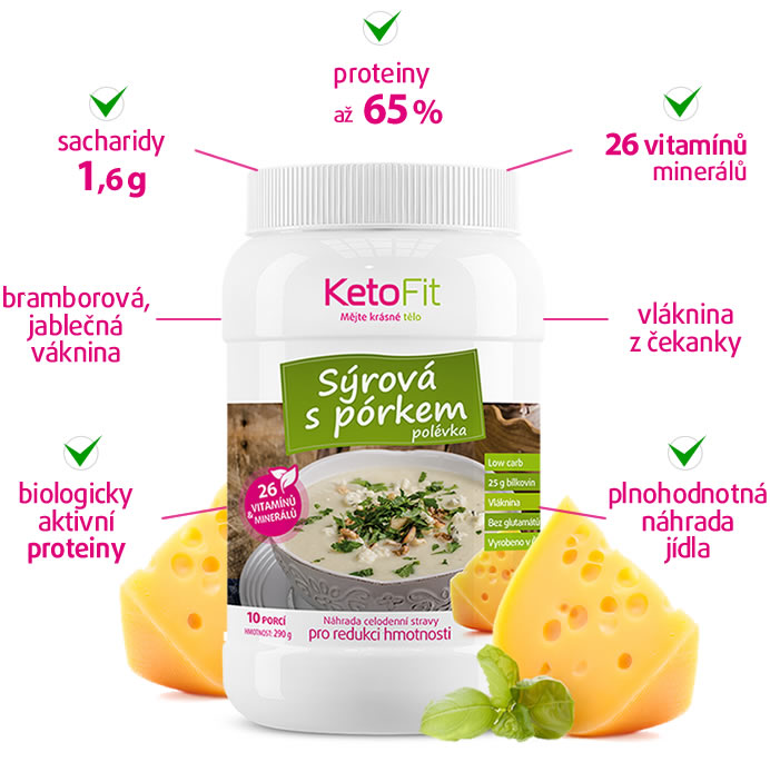 proteinová polévka KetoFit se sýrem pro fitness a sport