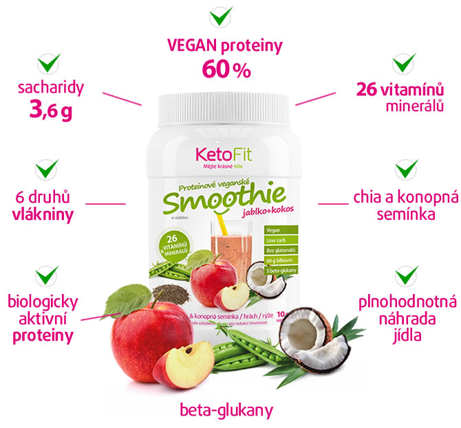 Vegan proteinové Smoothie KetoFit nabízí jedinečné složení